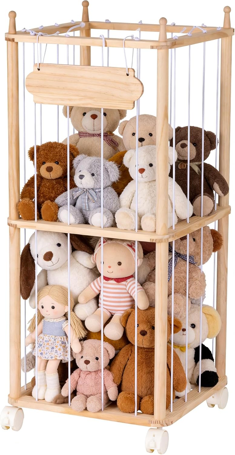 Stuffed Animal Storage with Wheels - Large Stuffy Storage for Kids
