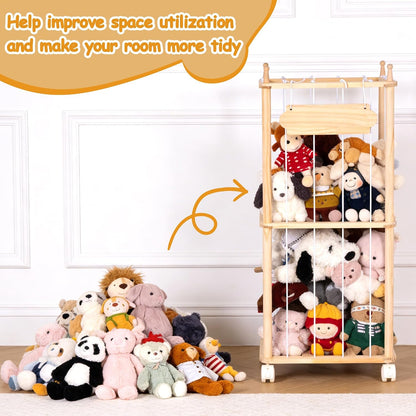 Stuffed Animal Storage with Wheels - Large Stuffy Storage for Kids