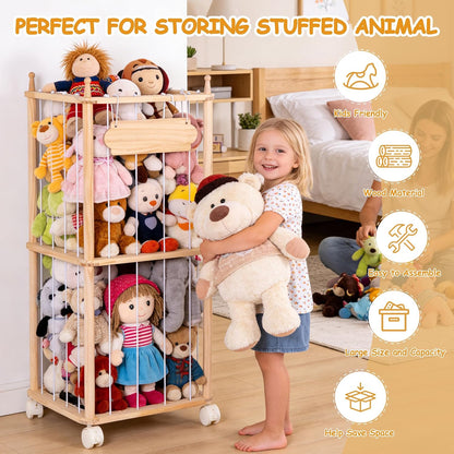 Stuffed Animal Storage with Wheels - Large Stuffy Storage for Kids
