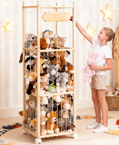 Stuffed Animal Storage with Wheels - Large Stuffy Storage for Kids