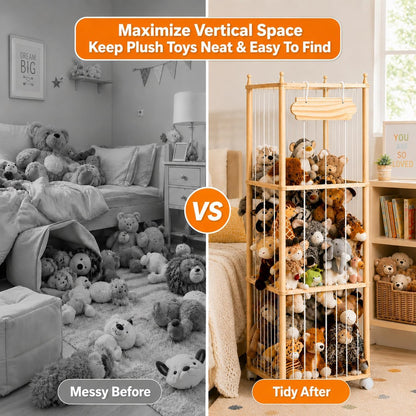 Stuffed Animal Storage with Wheels - Large Stuffy Storage for Kids