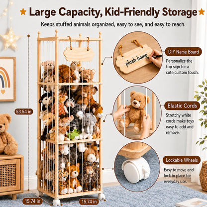 Stuffed Animal Storage with Wheels - Large Stuffy Storage for Kids