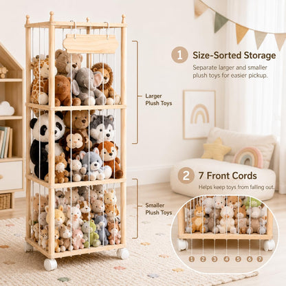 Stuffed Animal Storage with Wheels - Large Stuffy Storage for Kids
