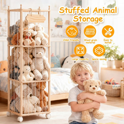 Stuffed Animal Storage with Wheels - Large Stuffy Storage for Kids