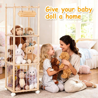 Stuffed Animal Storage with Wheels - Large Stuffy Storage for Kids