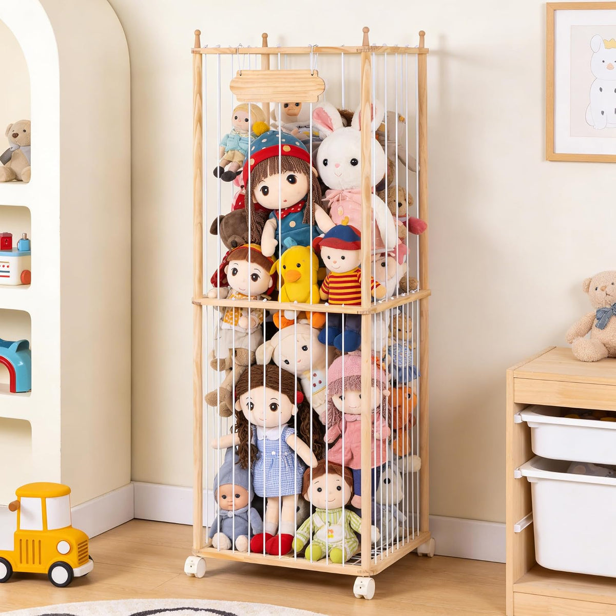 Stuffed Animal Storage with Wheels - Large Stuffy Storage for Kids
