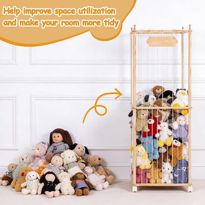 Stuffed Animal Storage with Wheels - Large Stuffy Storage for Kids