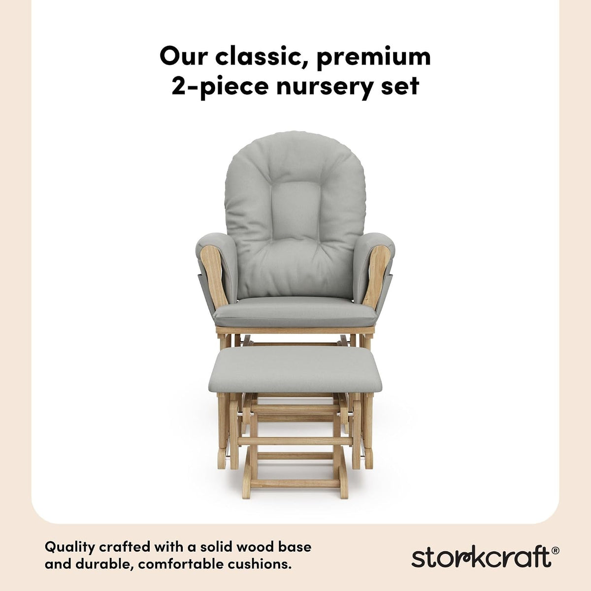 Premium Hoop Glider & Ottoman, Natural/Pink - Colors A