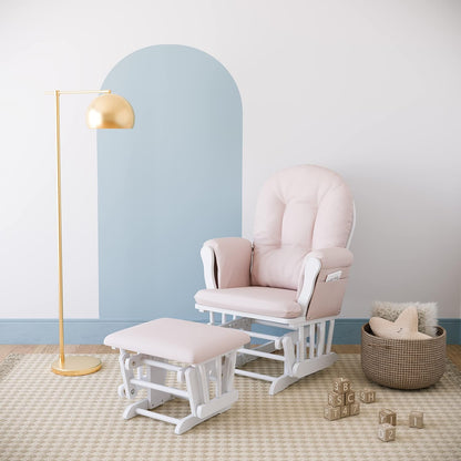 Premium Hoop Glider & Ottoman, Natural/Pink - Colors A