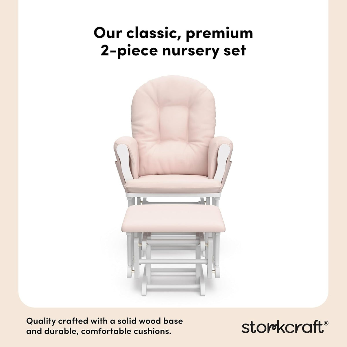 Premium Hoop Glider & Ottoman, Natural/Pink - Colors A