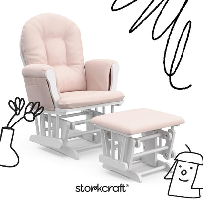 Premium Hoop Glider & Ottoman, Natural/Pink - Colors A