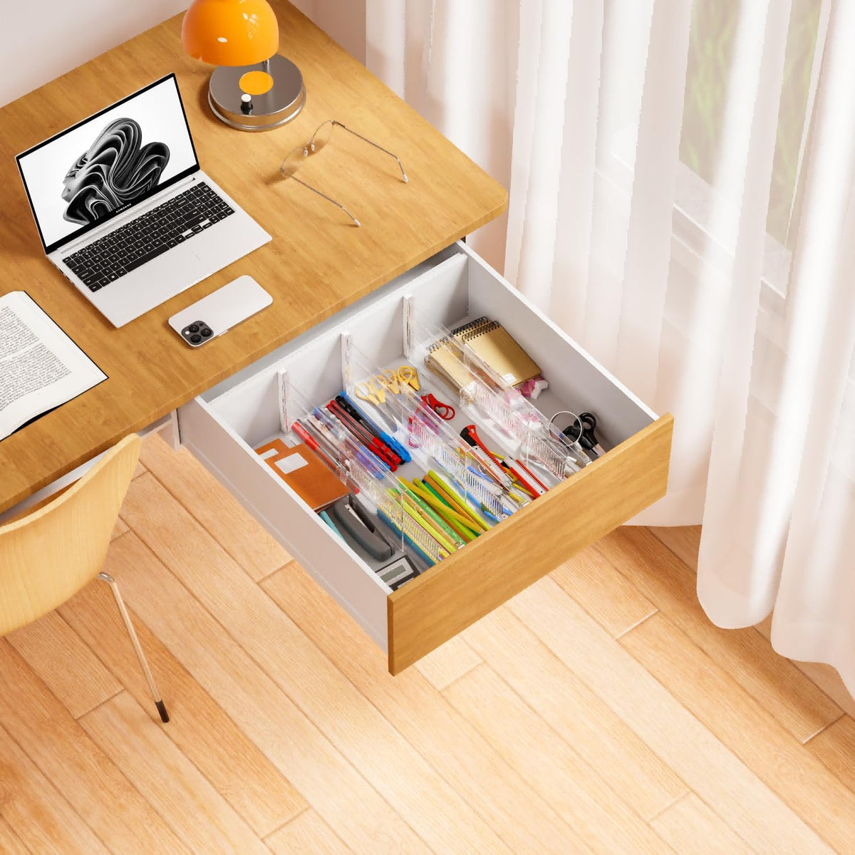 8 Pack 6 Inch Tall Acrylic Drawer Divider for Clothes-Expandable from 12.3-18''-Adjustable Dresser Deep Drawer Dividers for Baby Clothing,Underwear,Clear in Drawer Separators for Kitchen,Office