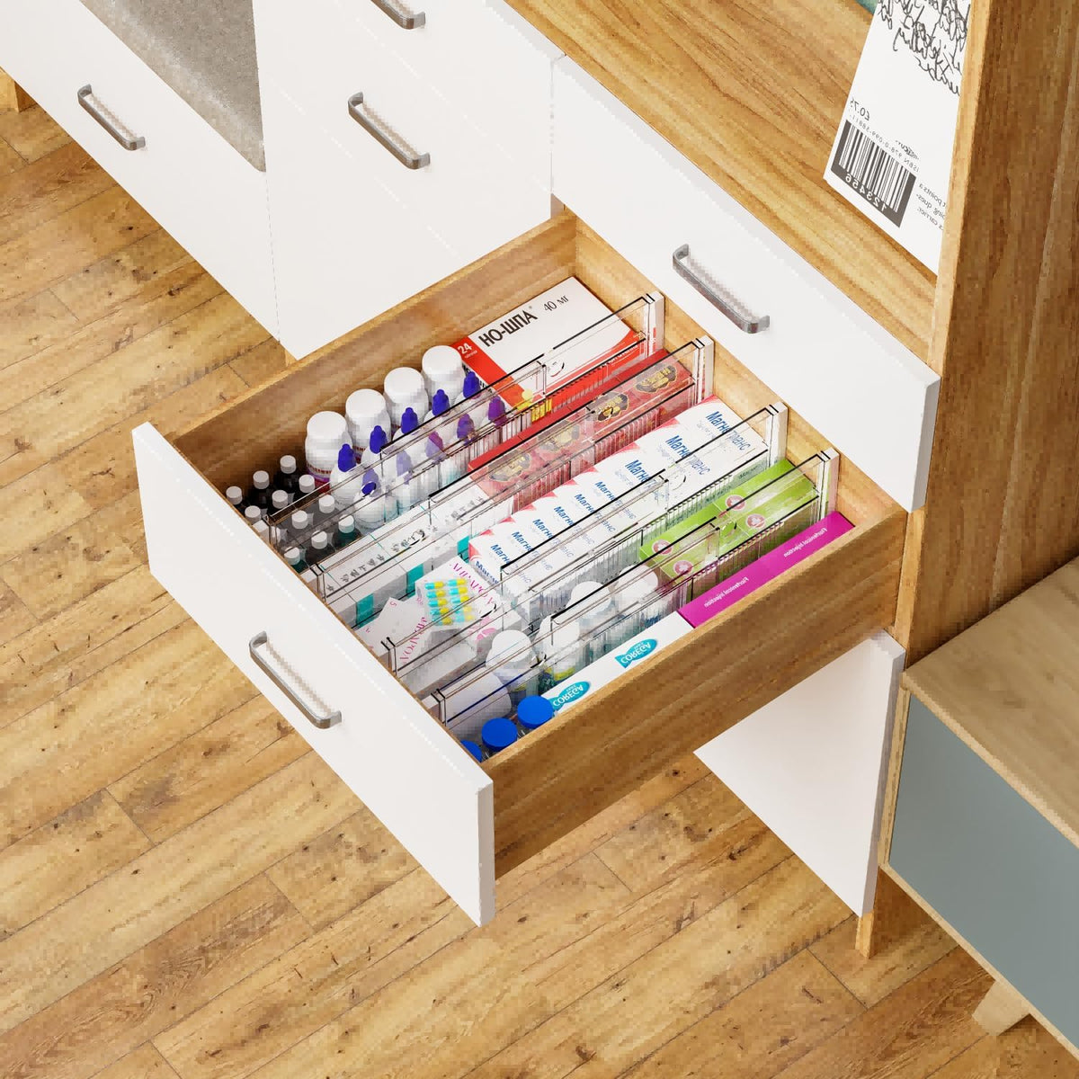 8 Pack 6 Inch Tall Acrylic Drawer Divider for Clothes-Expandable from 12.3-18''-Adjustable Dresser Deep Drawer Dividers for Baby Clothing,Underwear,Clear in Drawer Separators for Kitchen,Office