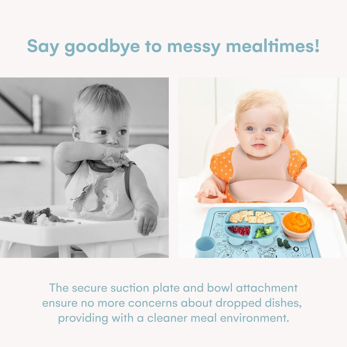 Silicone Baby Feeding Set of 8 - Baby Plates and Bowls Set - Toddler Self-Feeding Eating Utensils - Baby Led Weaning Supplies - Tableware Set for Toddler - Baby Feeding Essentials