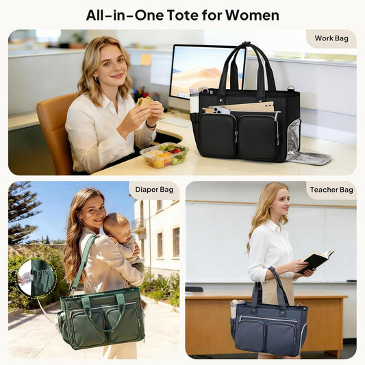 Teacher Tote Bag with Insulated Lunch Compartment 15.6" Laptop Bag
