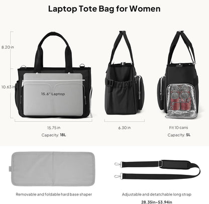 Teacher Tote Bag with Insulated Lunch Compartment 15.6" Laptop Bag