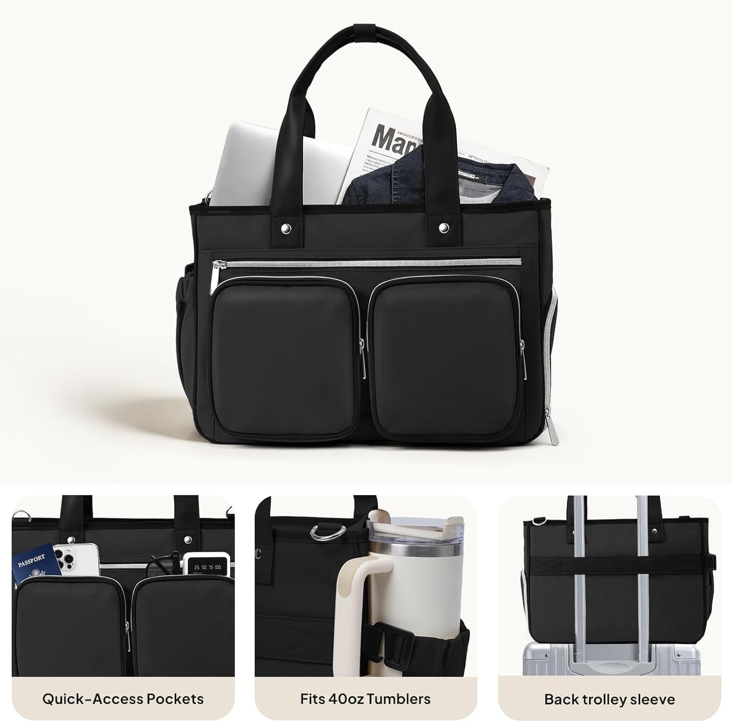 Teacher Tote Bag with Insulated Lunch Compartment 15.6" Laptop Bag
