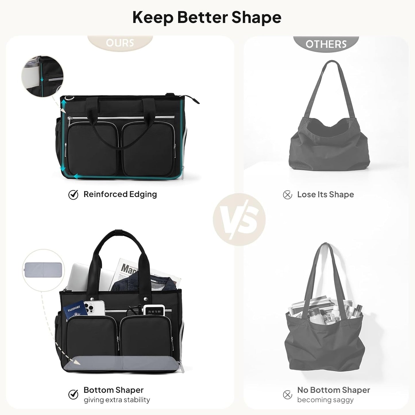 Teacher Tote Bag with Insulated Lunch Compartment 15.6" Laptop Bag