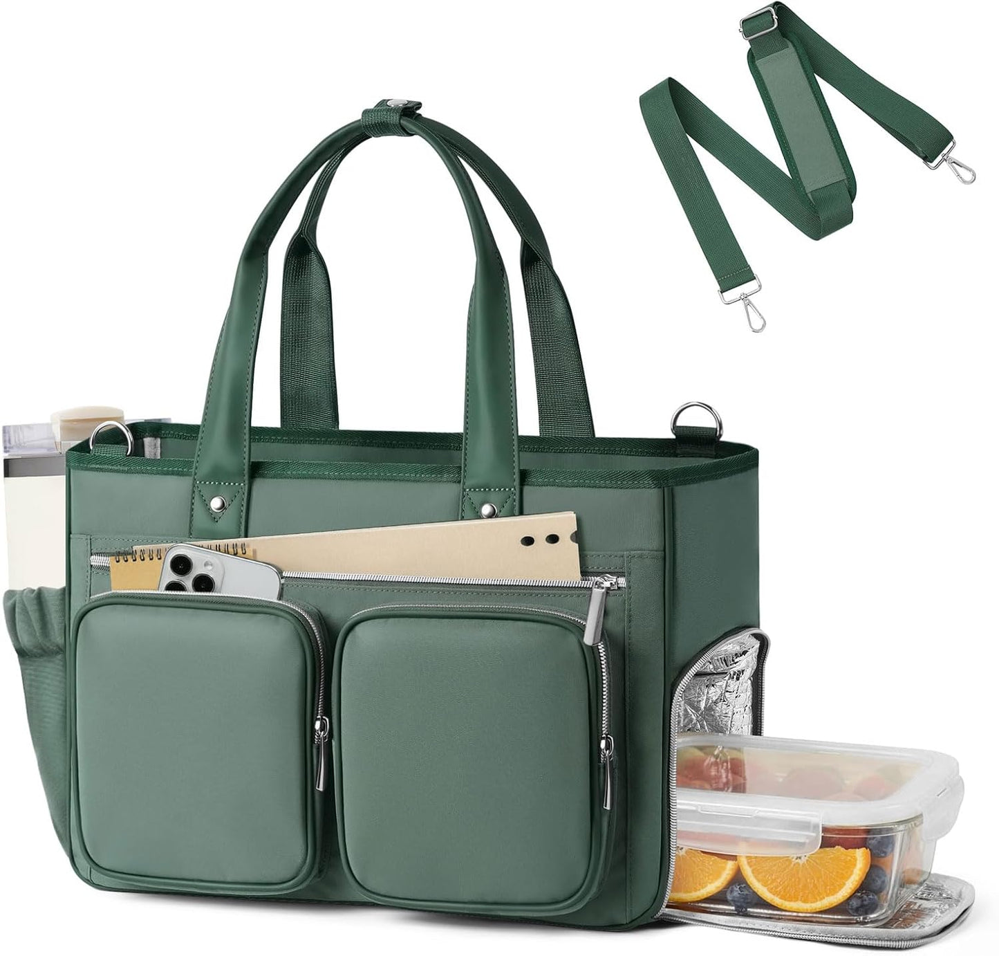 Teacher Tote Bag with Insulated Lunch Compartment 15.6" Laptop Bag
