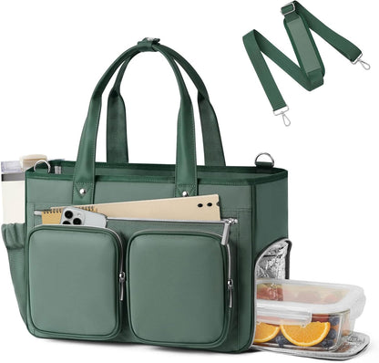 Teacher Tote Bag with Insulated Lunch Compartment 15.6" Laptop Bag