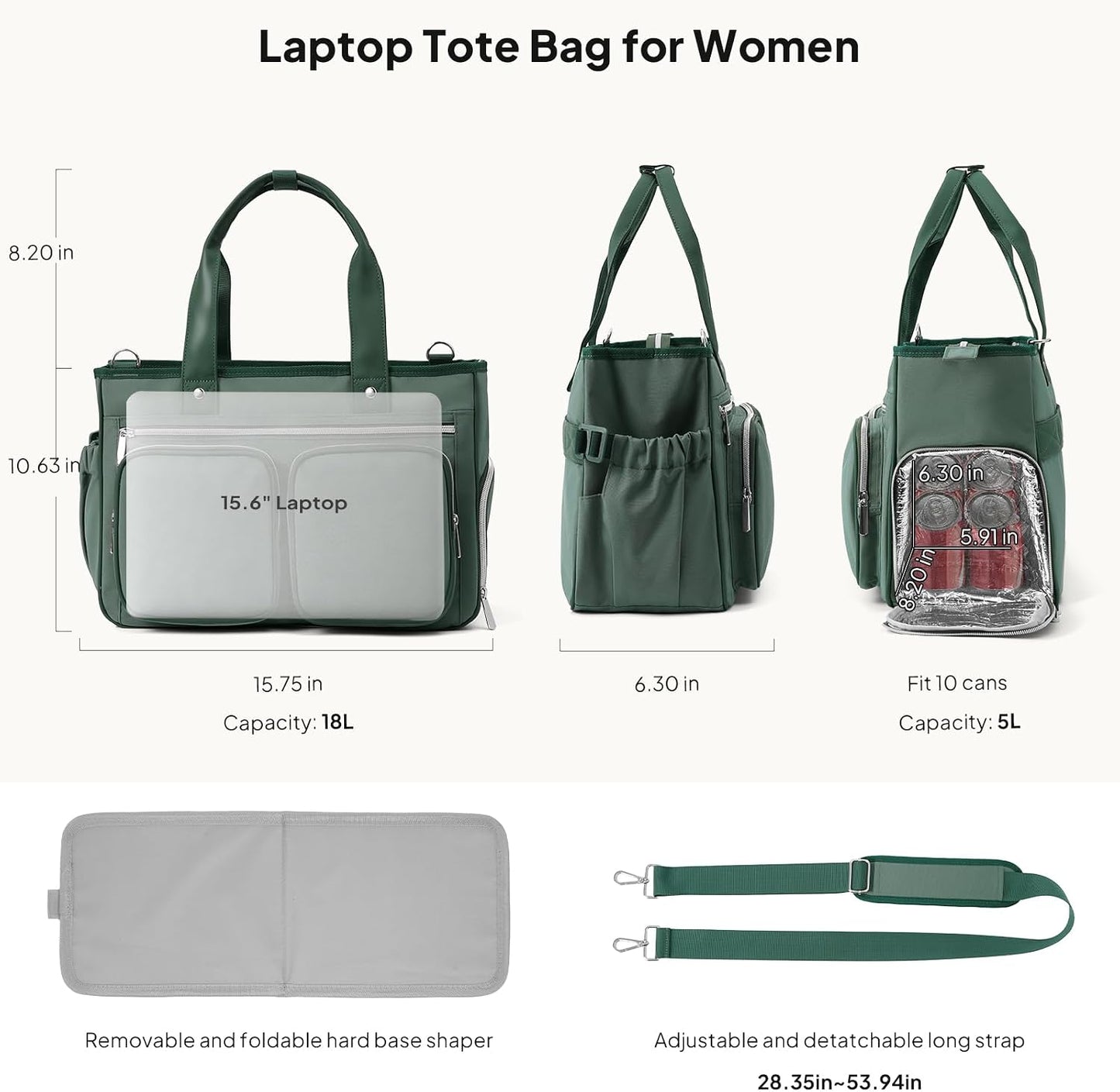 Teacher Tote Bag with Insulated Lunch Compartment 15.6" Laptop Bag