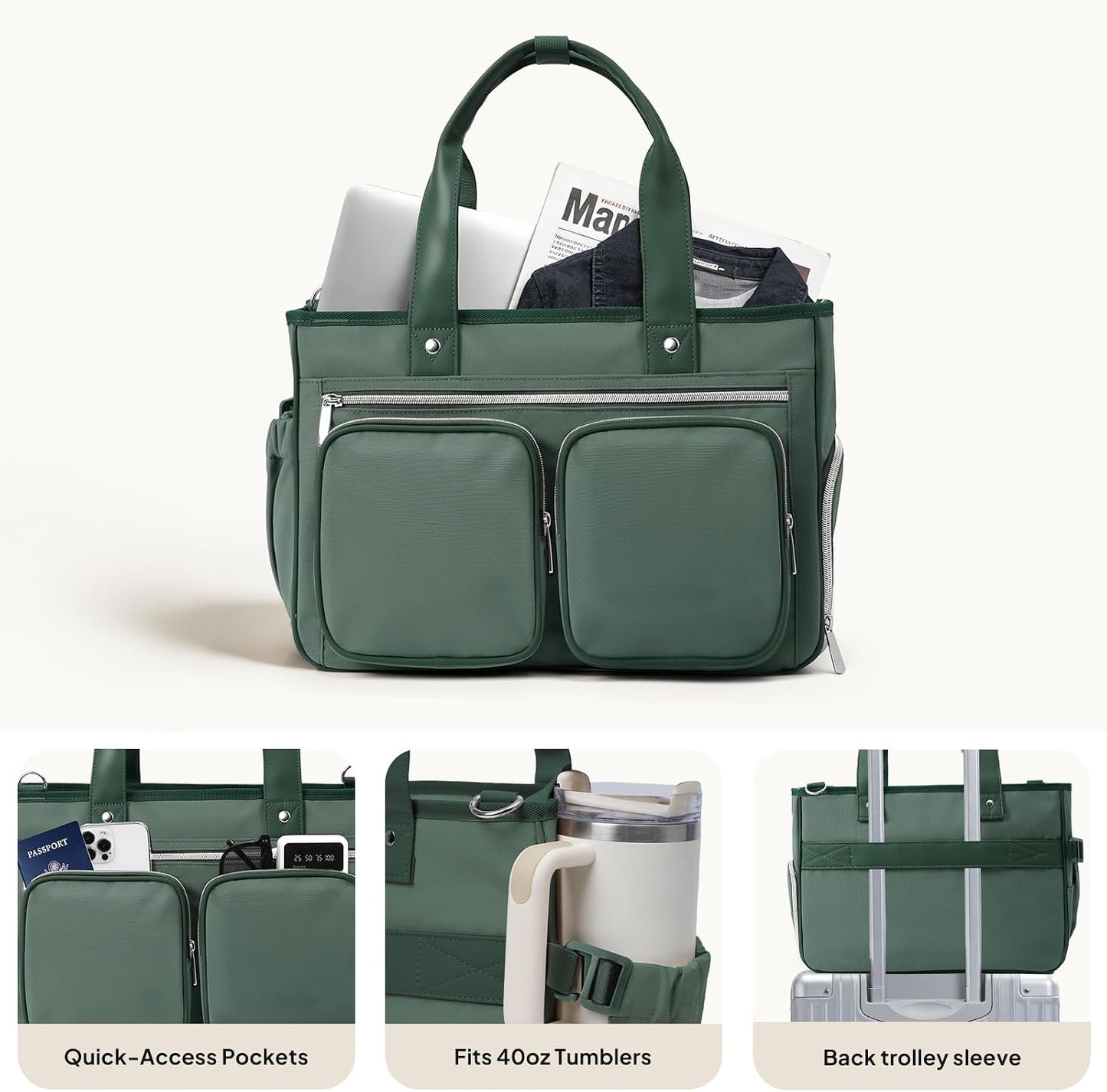 Teacher Tote Bag with Insulated Lunch Compartment 15.6" Laptop Bag
