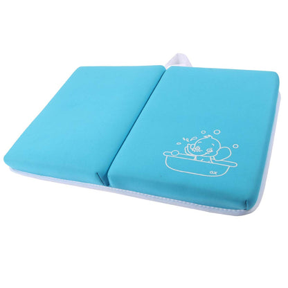 Bath Kneeler with Elbow Rest Bathtub 1.5" Thick Kneeler Mat with Toy Organizer - Bath Kneeling Pad for Baby Bath Time - Detachable and Foldable Child Bath Tub Pad for Parents- Blue