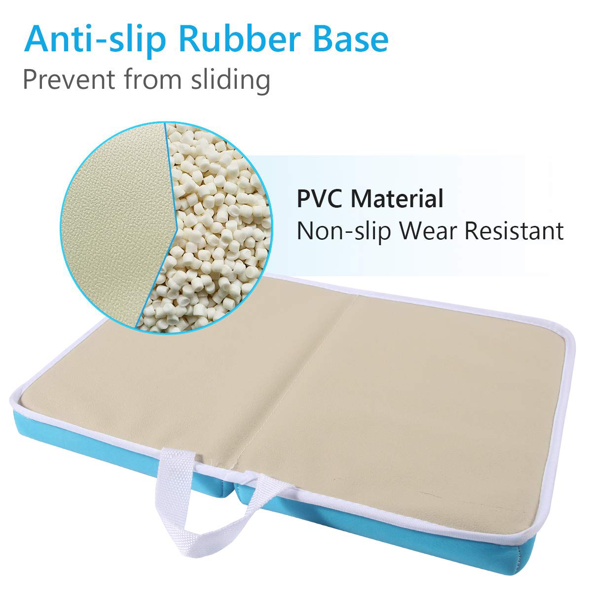 Bath Kneeler with Elbow Rest Bathtub 1.5" Thick Kneeler Mat with Toy Organizer - Bath Kneeling Pad for Baby Bath Time - Detachable and Foldable Child Bath Tub Pad for Parents- Blue