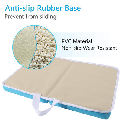 Bath Kneeler with Elbow Rest Bathtub 1.5" Thick Kneeler Mat with Toy Organizer - Bath Kneeling Pad for Baby Bath Time - Detachable and Foldable Child Bath Tub Pad for Parents- Blue