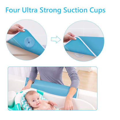 Bath Kneeler with Elbow Rest Bathtub 1.5" Thick Kneeler Mat with Toy Organizer - Bath Kneeling Pad for Baby Bath Time - Detachable and Foldable Child Bath Tub Pad for Parents- Blue