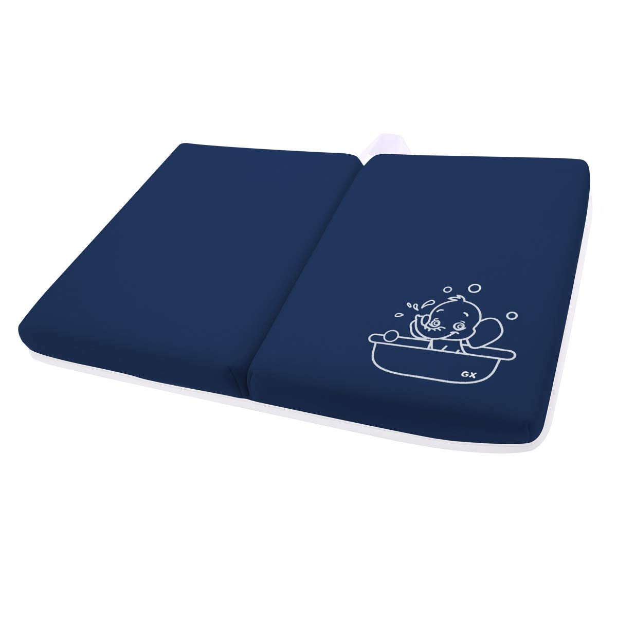 Bath Kneeler with Elbow Rest Bathtub 1.5" Thick Kneeler Mat with Toy Organizer - Bath Kneeling Pad for Baby Bath Time - Detachable and Foldable Child Bath Tub Pad for Parents- Blue
