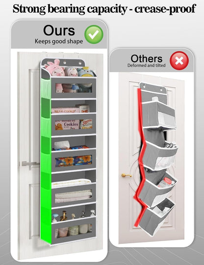KYEVIS Over The Door Organizer, 5 Shelves Closet Door Hanging Storage and Organizer with 10 Mesh Pockets, Nursery Closet Organizer, Baby Essentials, Stuffed Animal Storage