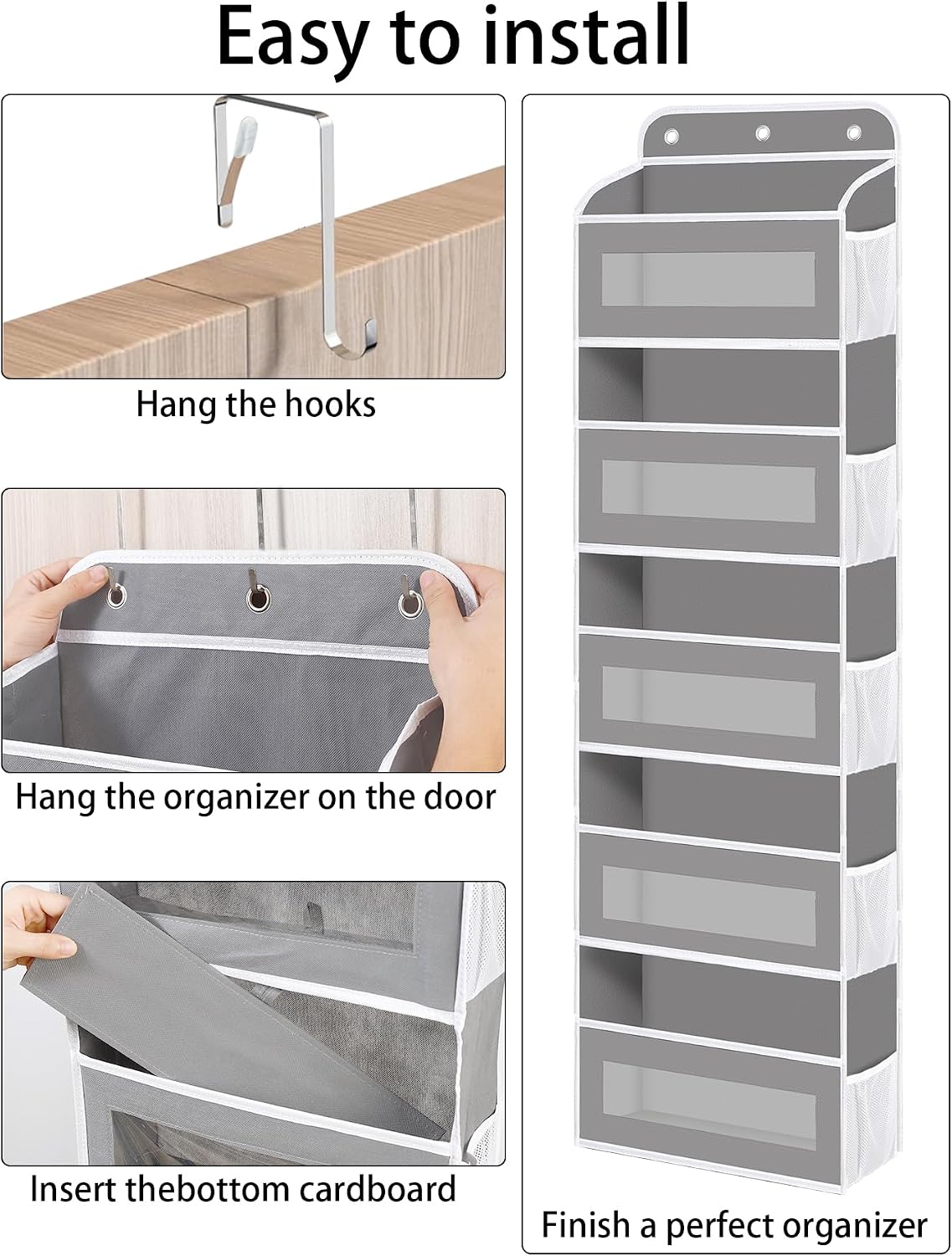 KYEVIS Over The Door Organizer, 5 Shelves Closet Door Hanging Storage and Organizer with 10 Mesh Pockets, Nursery Closet Organizer, Baby Essentials, Stuffed Animal Storage