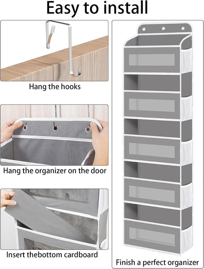 KYEVIS Over The Door Organizer, 5 Shelves Closet Door Hanging Storage and Organizer with 10 Mesh Pockets, Nursery Closet Organizer, Baby Essentials, Stuffed Animal Storage