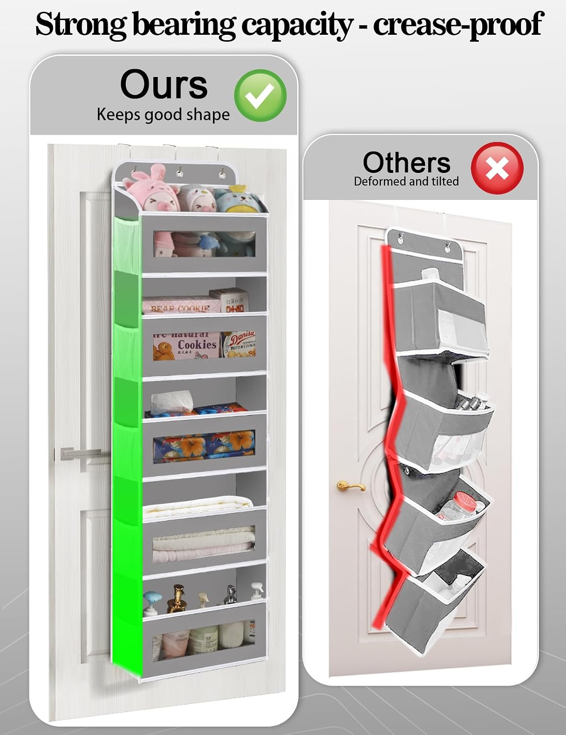KYEVIS Over The Door Organizer, 5 Shelves Closet Door Hanging Storage and Organizer with 10 Mesh Pockets, Nursery Closet Organizer, Baby Essentials, Stuffed Animal Storage