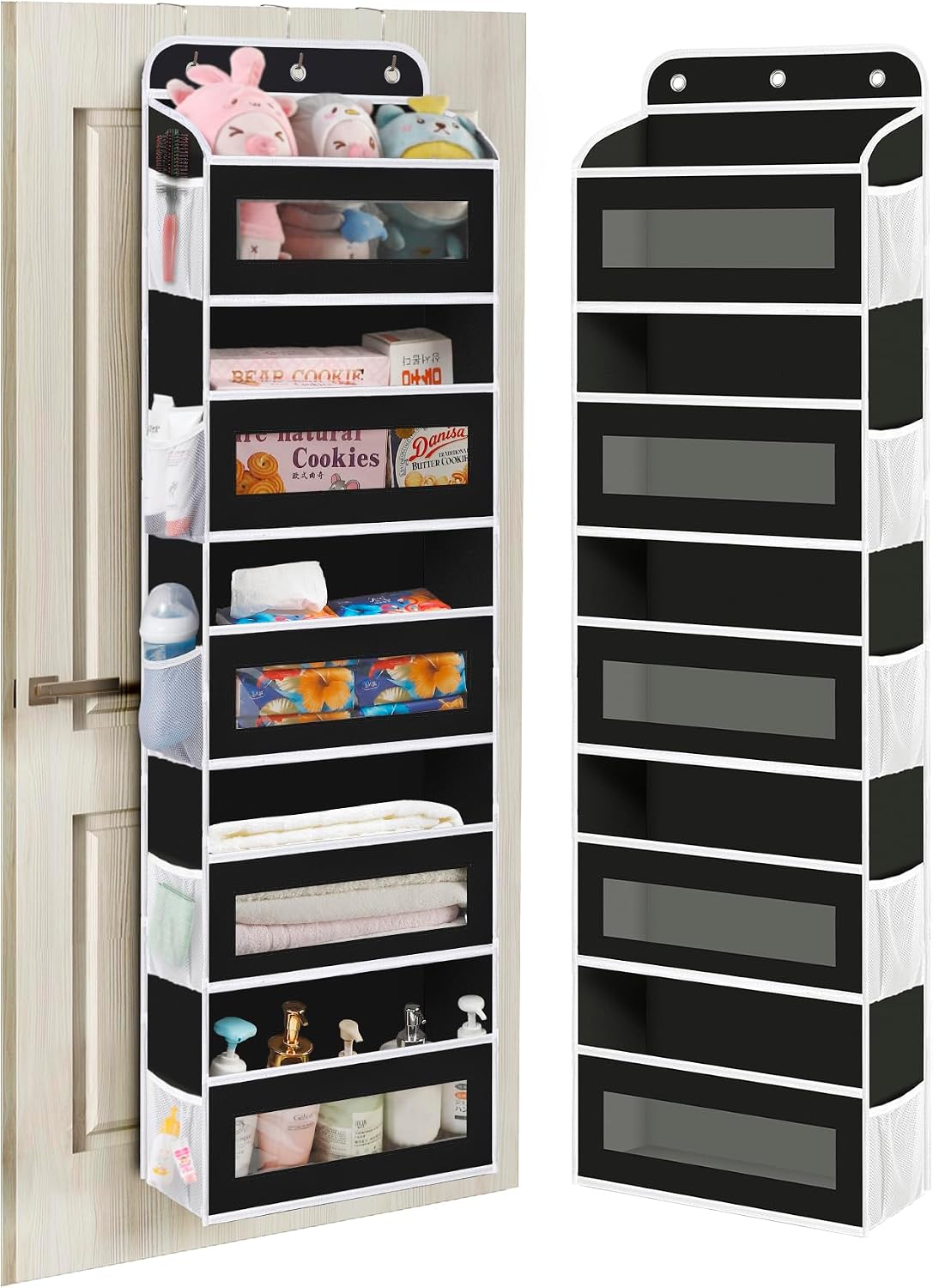 KYEVIS Over The Door Organizer, 5 Shelves Closet Door Hanging Storage and Organizer with 10 Mesh Pockets, Nursery Closet Organizer, Baby Essentials, Stuffed Animal Storage