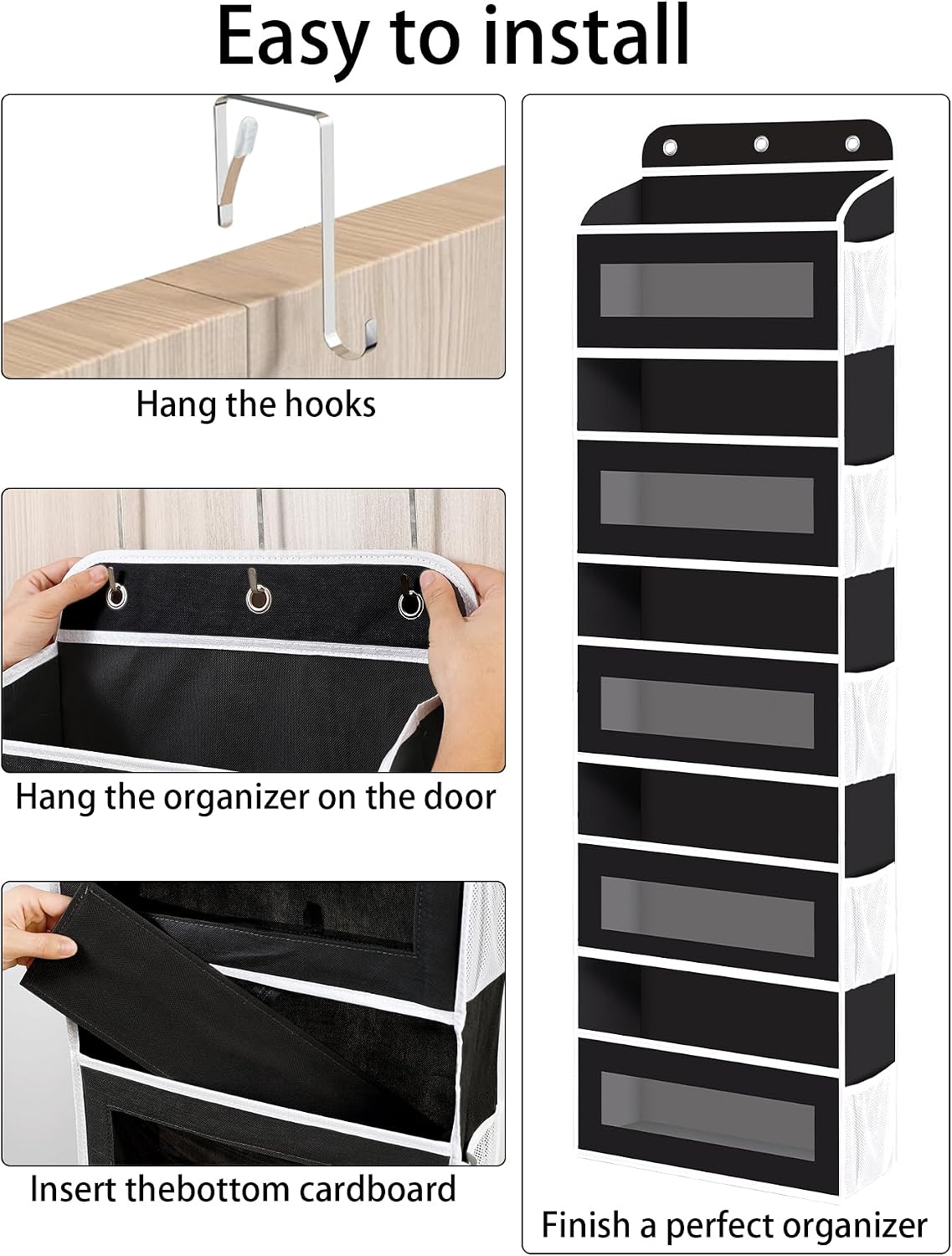 KYEVIS Over The Door Organizer, 5 Shelves Closet Door Hanging Storage and Organizer with 10 Mesh Pockets, Nursery Closet Organizer, Baby Essentials, Stuffed Animal Storage