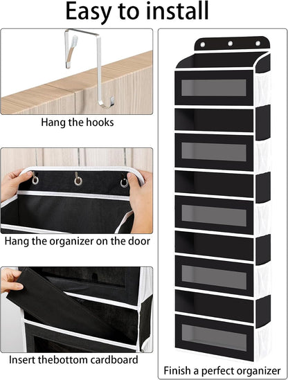 KYEVIS Over The Door Organizer, 5 Shelves Closet Door Hanging Storage and Organizer with 10 Mesh Pockets, Nursery Closet Organizer, Baby Essentials, Stuffed Animal Storage