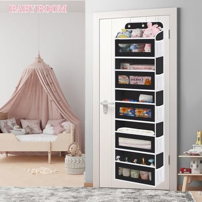 KYEVIS Over The Door Organizer, 5 Shelves Closet Door Hanging Storage and Organizer with 10 Mesh Pockets, Nursery Closet Organizer, Baby Essentials, Stuffed Animal Storage