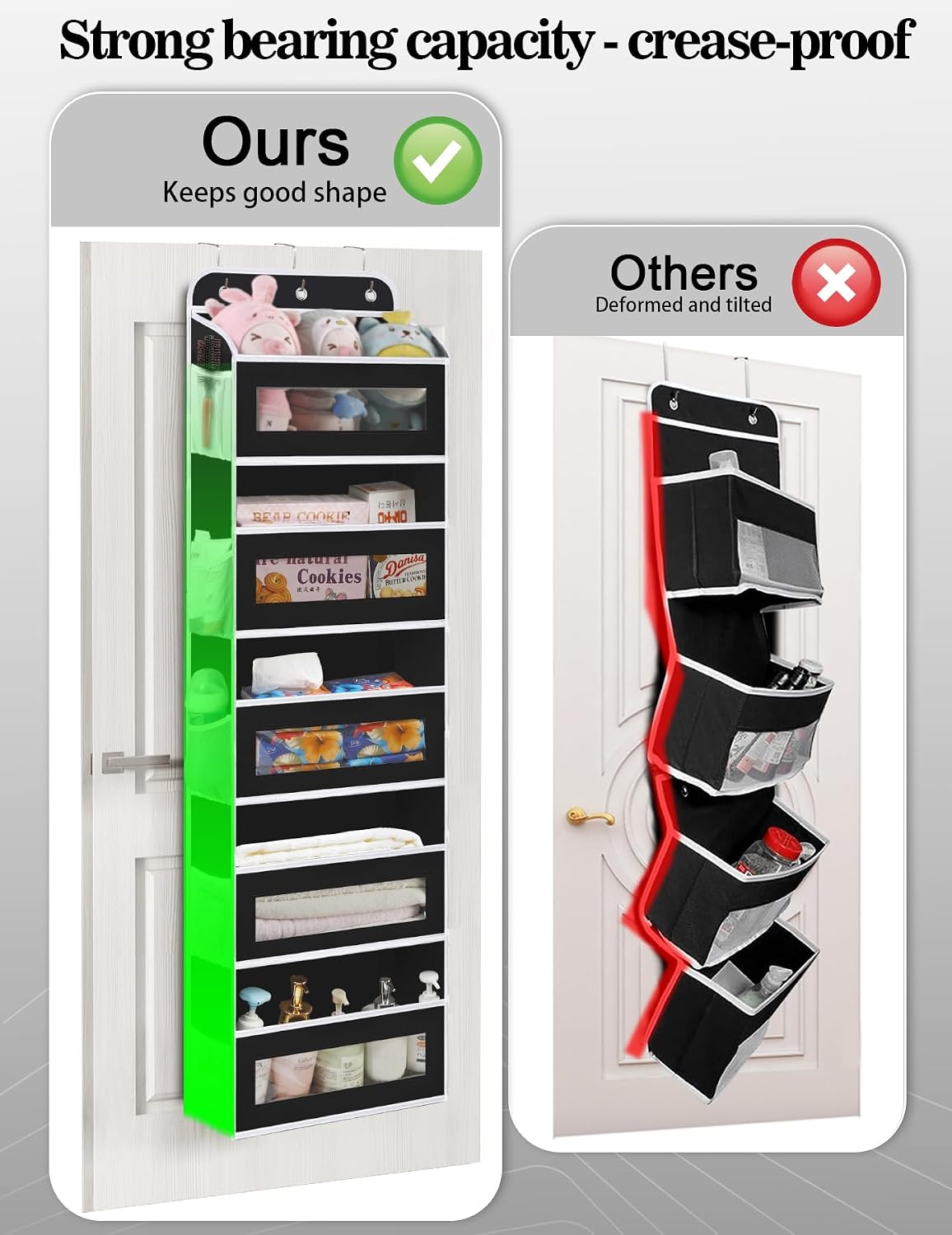 KYEVIS Over The Door Organizer, 5 Shelves Closet Door Hanging Storage and Organizer with 10 Mesh Pockets, Nursery Closet Organizer, Baby Essentials, Stuffed Animal Storage