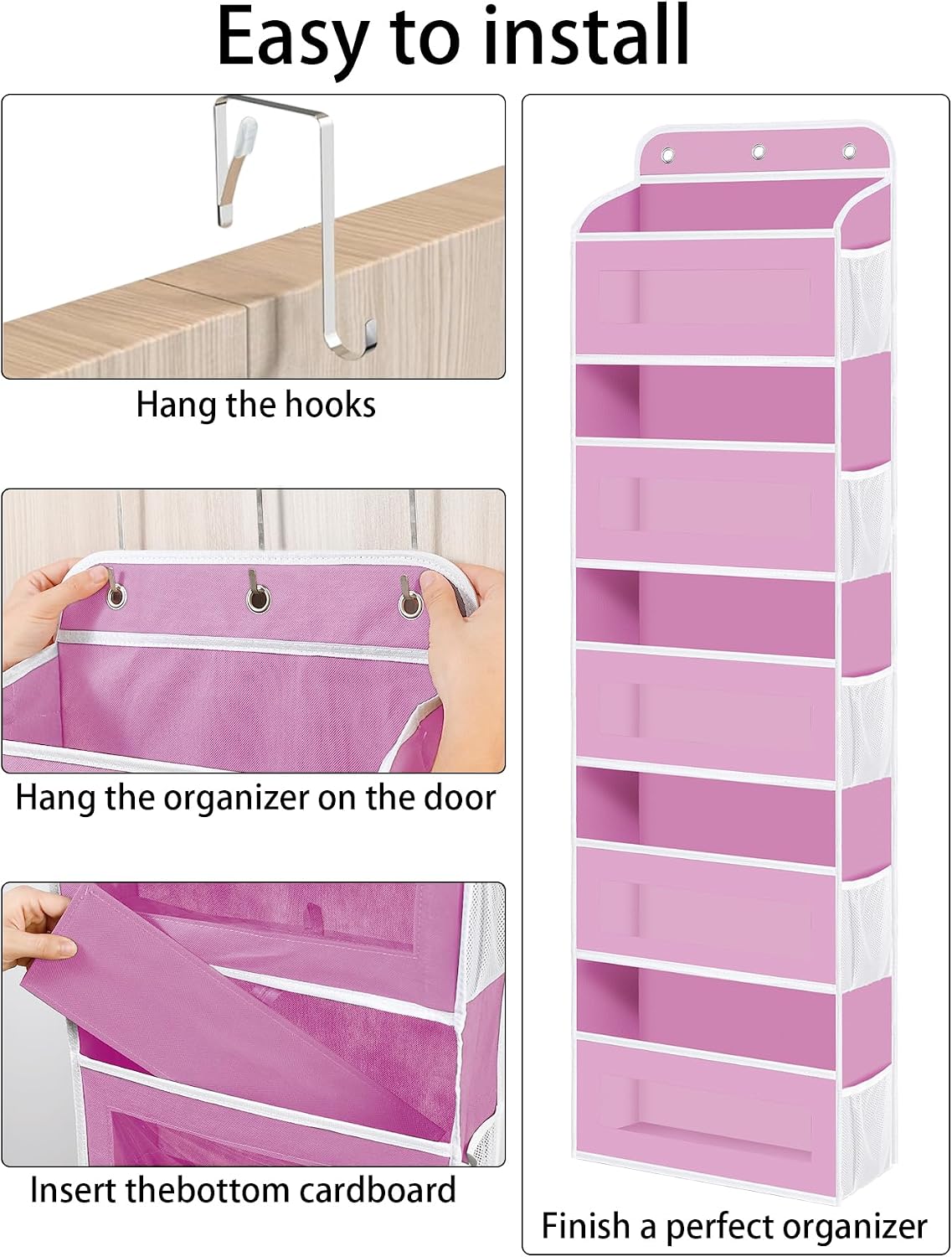 KYEVIS Over The Door Organizer, 5 Shelves Closet Door Hanging Storage and Organizer with 10 Mesh Pockets, Nursery Closet Organizer, Baby Essentials, Stuffed Animal Storage