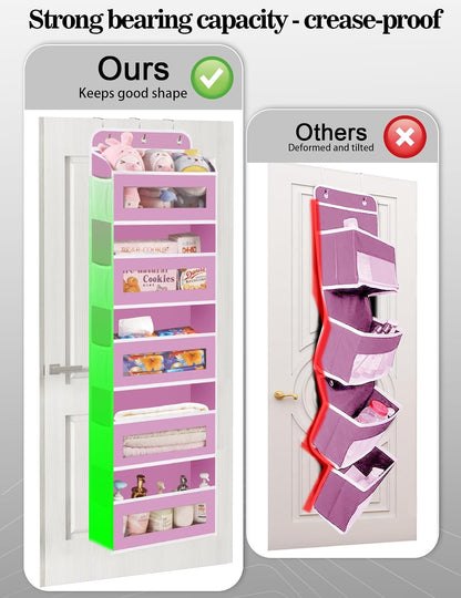 KYEVIS Over The Door Organizer, 5 Shelves Closet Door Hanging Storage and Organizer with 10 Mesh Pockets, Nursery Closet Organizer, Baby Essentials, Stuffed Animal Storage