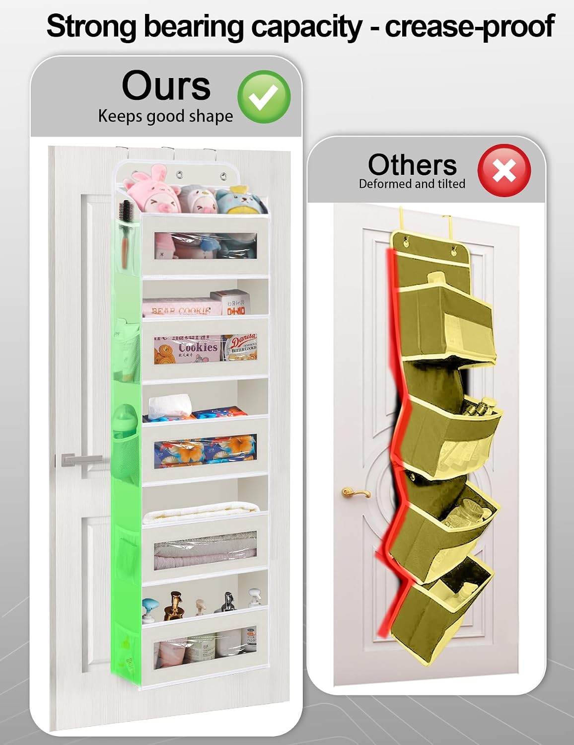 KYEVIS Over The Door Organizer, 5 Shelves Closet Door Hanging Storage and Organizer with 10 Mesh Pockets, Nursery Closet Organizer, Baby Essentials, Stuffed Animal Storage