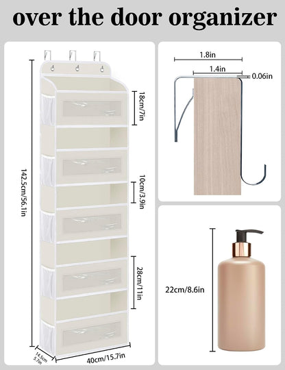 KYEVIS Over The Door Organizer, 5 Shelves Closet Door Hanging Storage and Organizer with 10 Mesh Pockets, Nursery Closet Organizer, Baby Essentials, Stuffed Animal Storage