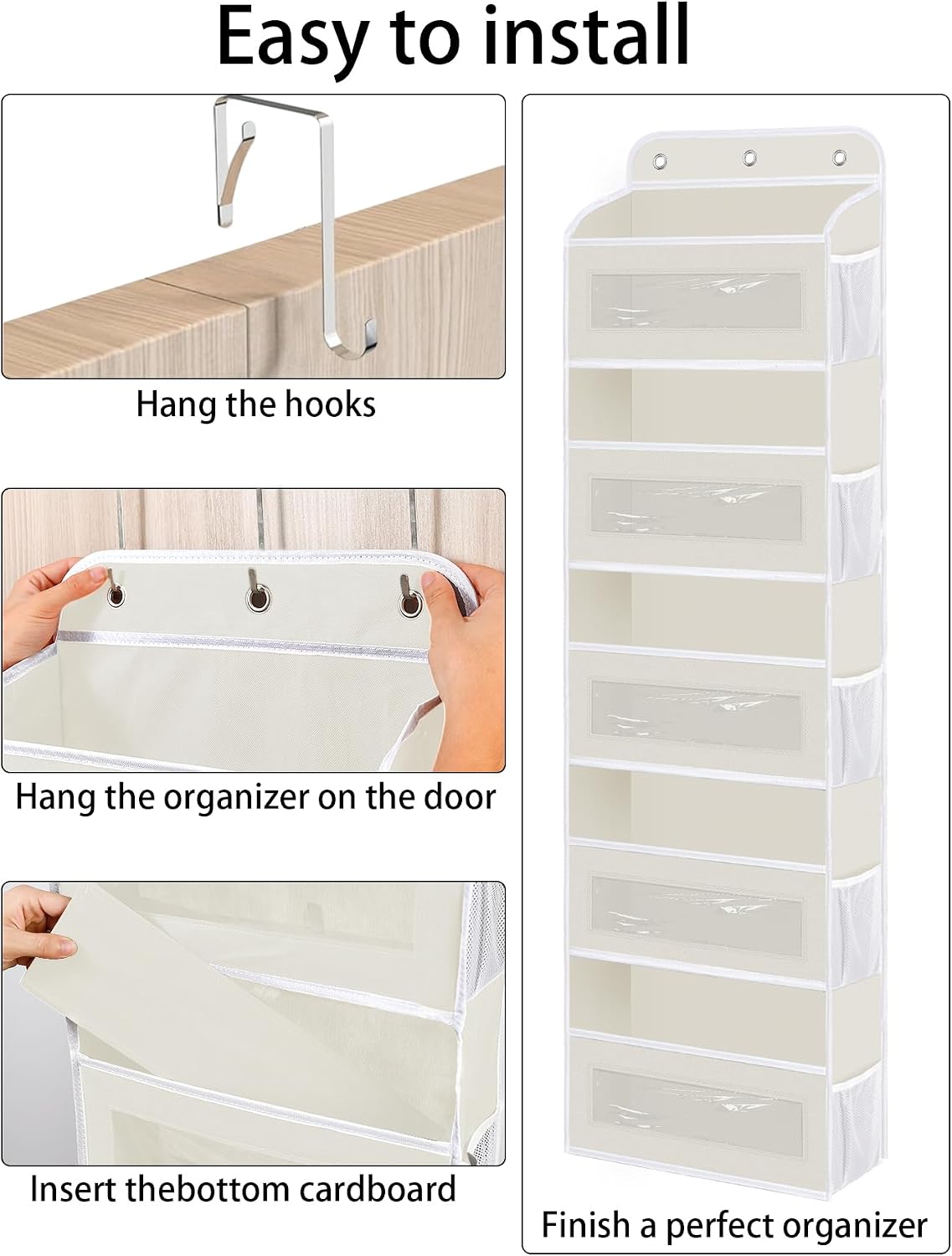 KYEVIS Over The Door Organizer, 5 Shelves Closet Door Hanging Storage and Organizer with 10 Mesh Pockets, Nursery Closet Organizer, Baby Essentials, Stuffed Animal Storage