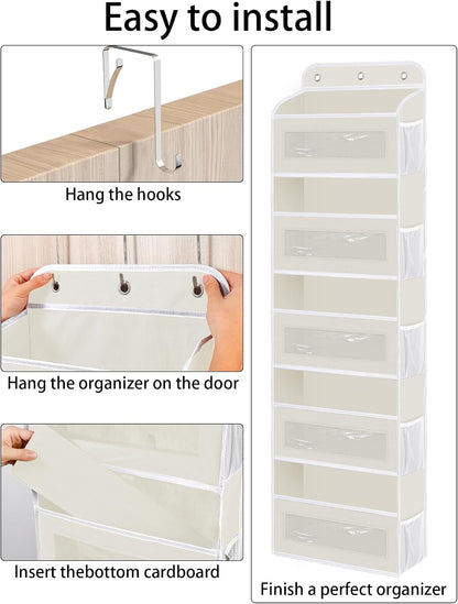 KYEVIS Over The Door Organizer, 5 Shelves Closet Door Hanging Storage and Organizer with 10 Mesh Pockets, Nursery Closet Organizer, Baby Essentials, Stuffed Animal Storage