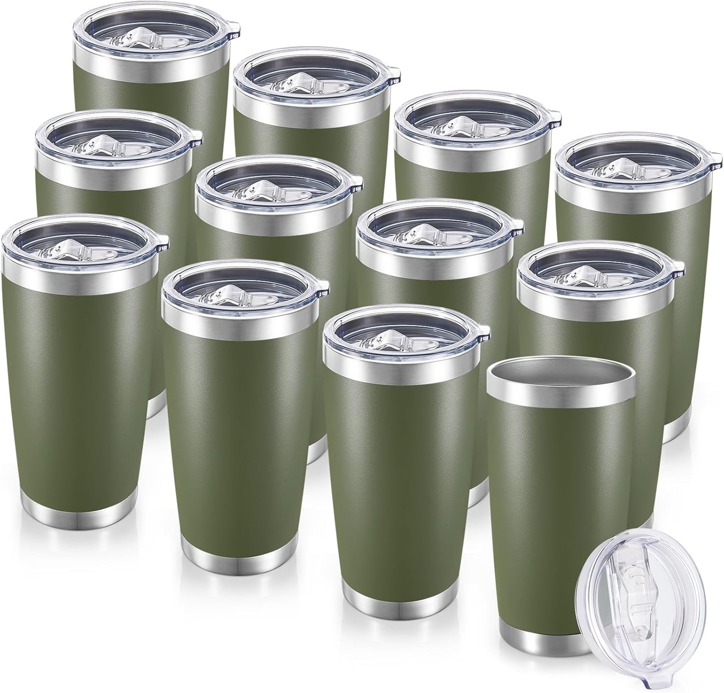 20 oz Tumblers Bulk Stainless Steel Tumbler with Lid, 6 Pack | Stainless, 20oz Insulated Coffee Mug, Double Wall Vacuum, Powder Coated Cup, for Hot and Cold Drinks