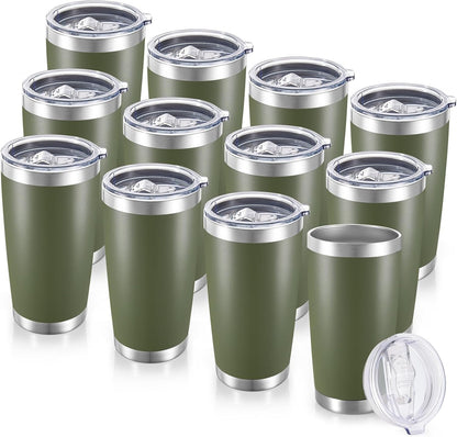 20 oz Tumblers Bulk Stainless Steel Tumbler with Lid, 6 Pack | Stainless, 20oz Insulated Coffee Mug, Double Wall Vacuum, Powder Coated Cup, for Hot and Cold Drinks