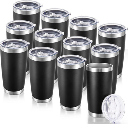 20 oz Tumblers Bulk Stainless Steel Tumbler with Lid, 6 Pack | Stainless, 20oz Insulated Coffee Mug, Double Wall Vacuum, Powder Coated Cup, for Hot and Cold Drinks