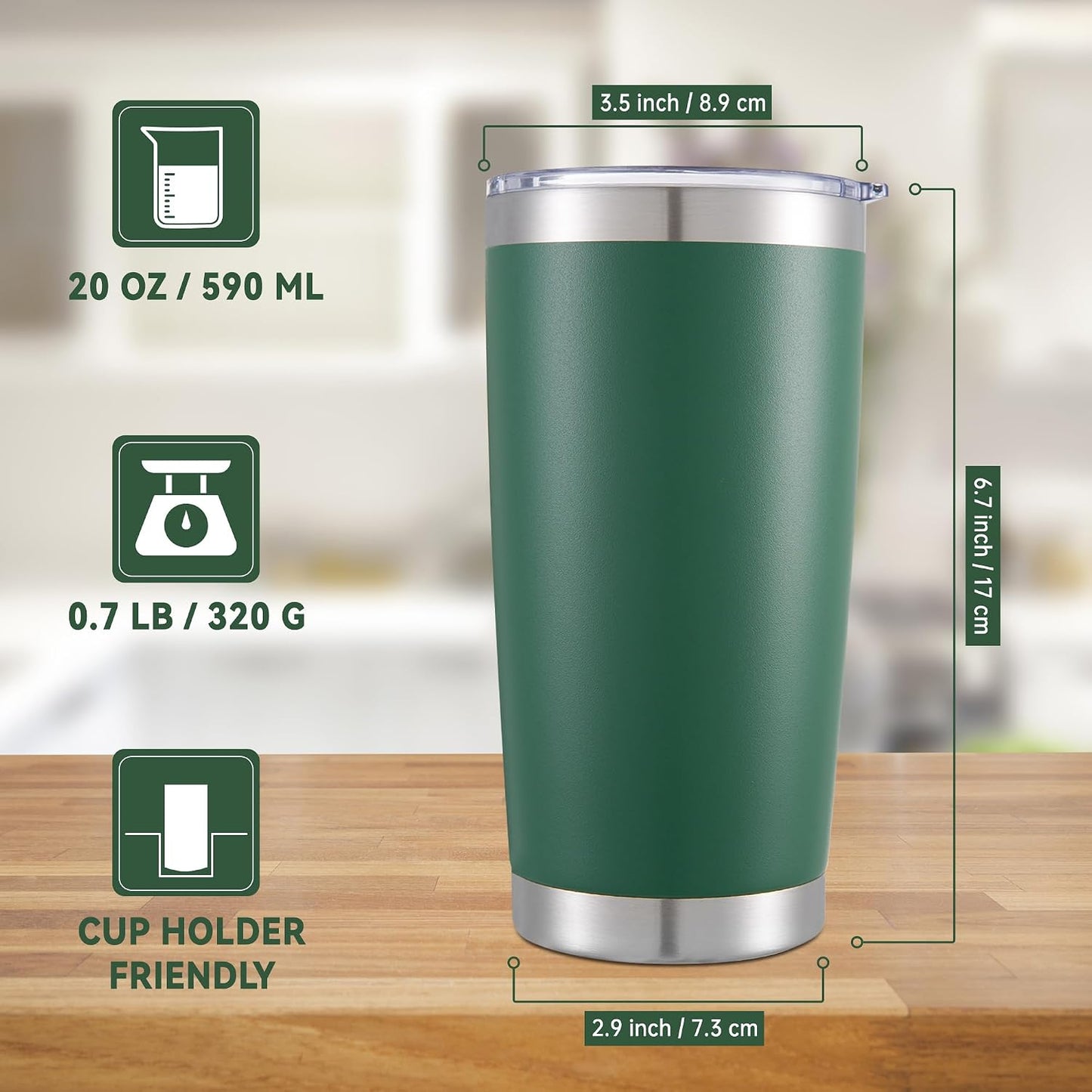 20 oz Tumblers Bulk Stainless Steel Tumbler with Lid, 6 Pack | Stainless, 20oz Insulated Coffee Mug, Double Wall Vacuum, Powder Coated Cup, for Hot and Cold Drinks